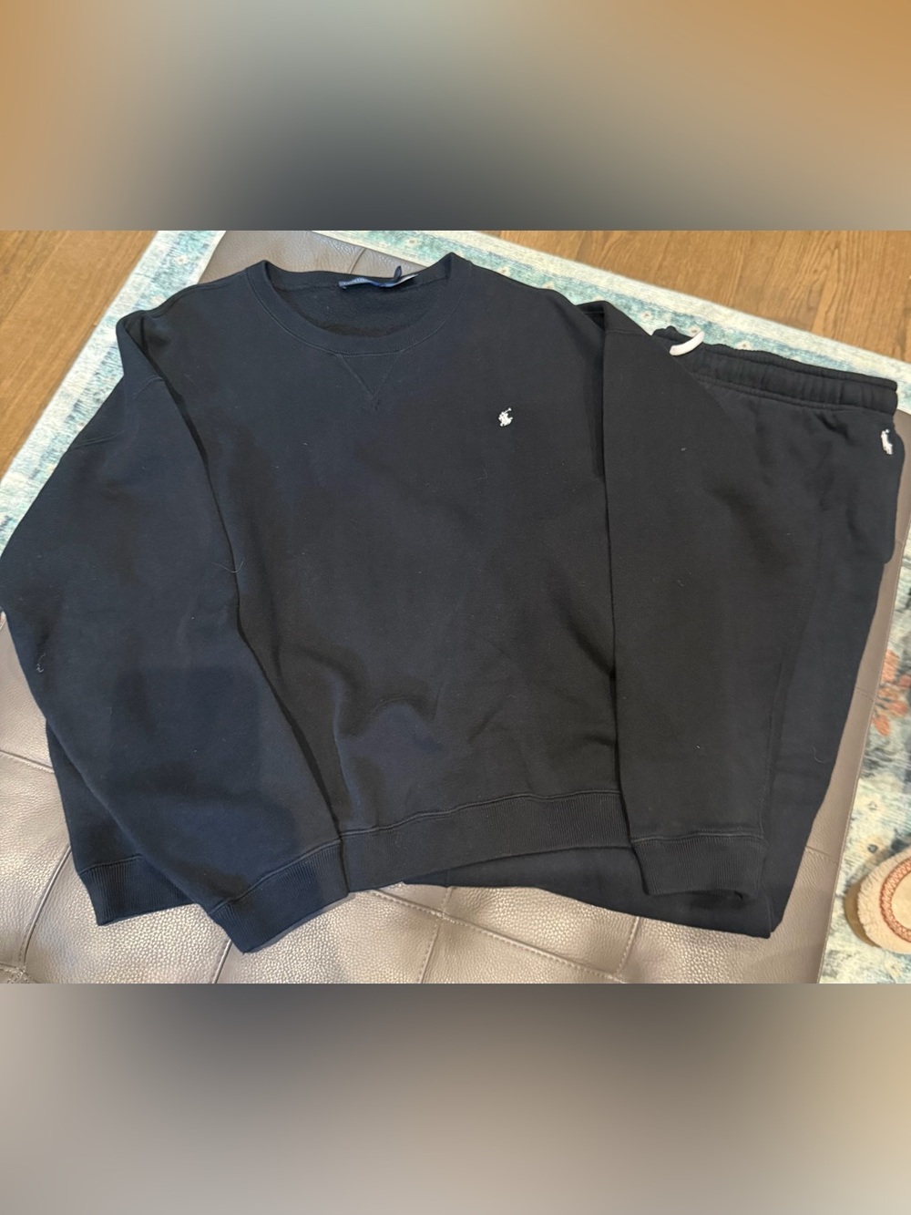 Polo by Ralph Lauren Black Fleece Crewneck Sweatshirt AND Sweatpants- Never Worn - Picture 5 of 8